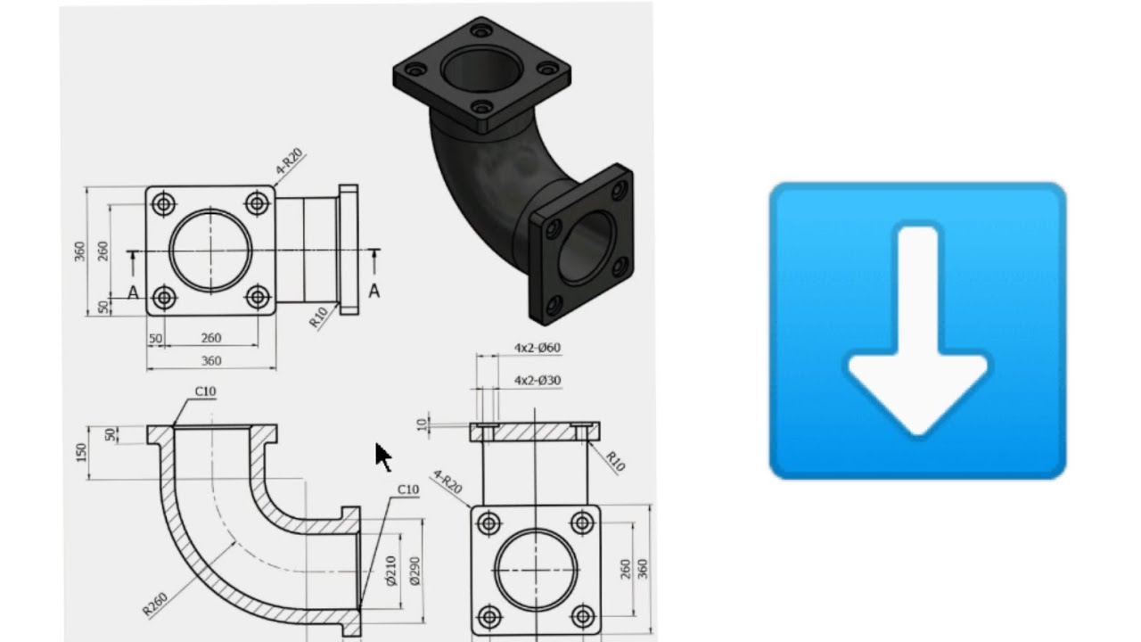 Solidworks Part drawing - customized elbow - YouTube