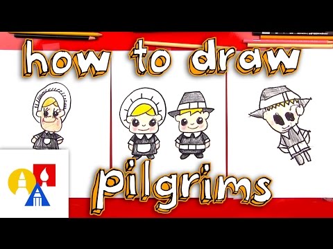 How To Draw Cartoon Pilgrims (Boy & Girl)