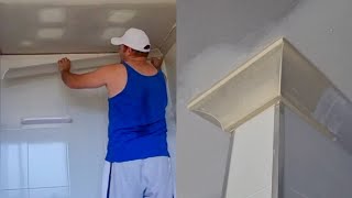 Bathroom Renovation Part 1  Cornice over Tile Trick Using Spray Adhesive & Cornice Cement