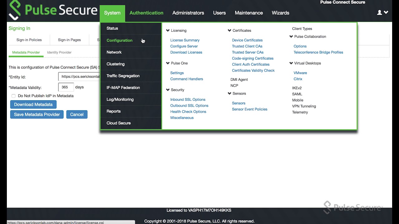 Demo - Pulse One and Pulse Connect Secure (PCS) SAML Auto-Configuration