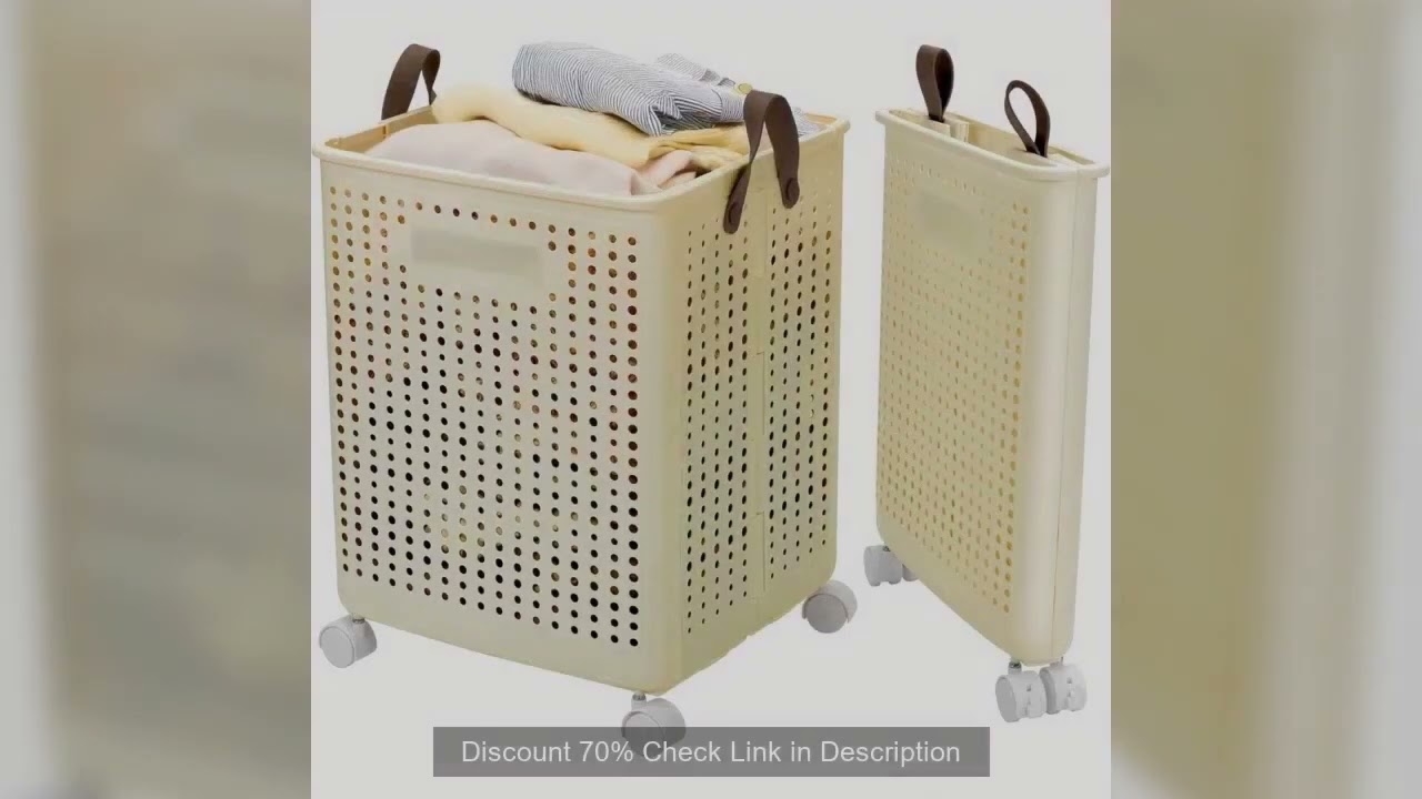 66.5L Foldable Laundry Basket with Wheels - XL Collapsible Storage Bin for Clothes, Toys, Bathroom (