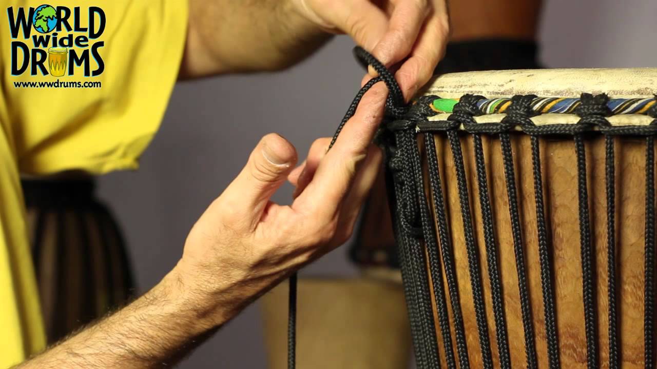 Djembe Repair & Rehead Tying End Knot on Djembe Drum YouTube