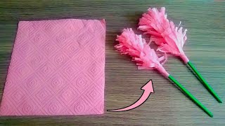 How to make flower with tissue paper | Beautiful paper craft | Easy flower craft