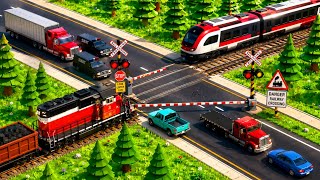 Railroad Crossing 🚂💥 Train vs Cars | Who Will Survive? - Gameplay #314 screenshot 3