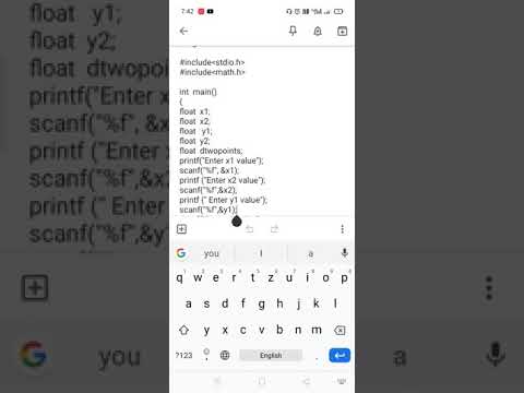 Write a c program to calculate the distance between two points part-1
