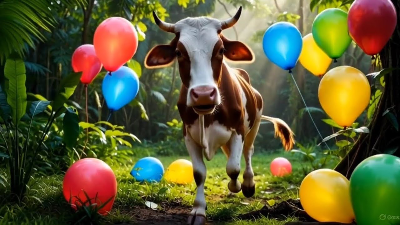 Cow Funny Moments with balloon Funny Video 