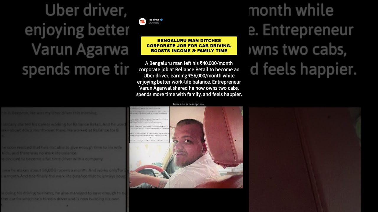 Bengaluru Man Ditches Corporate Job for Cab Driving, Boosts Income & Family Time