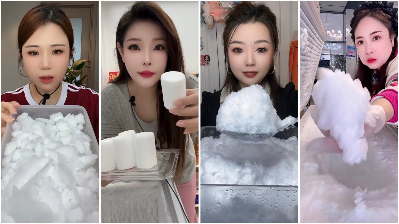 ASMR WHITE ICE EATING / FREEZER FROST EATING