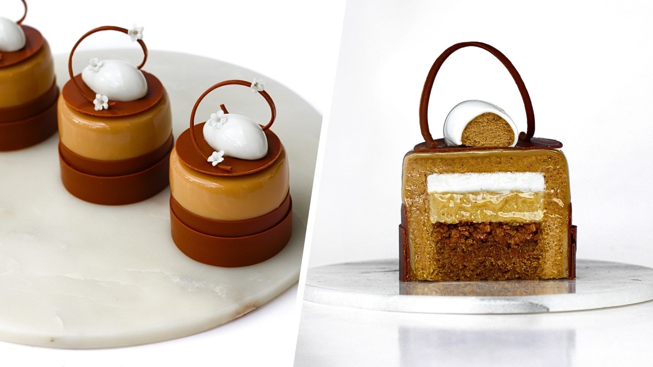 Мастер-класс: Мини-пирожные «Чай Латте» с маршмеллоу │ Зеркальная глазурь, ганаш, мусс