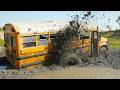 Monster Truck School Bus Stuck in Deepest Mud Ever