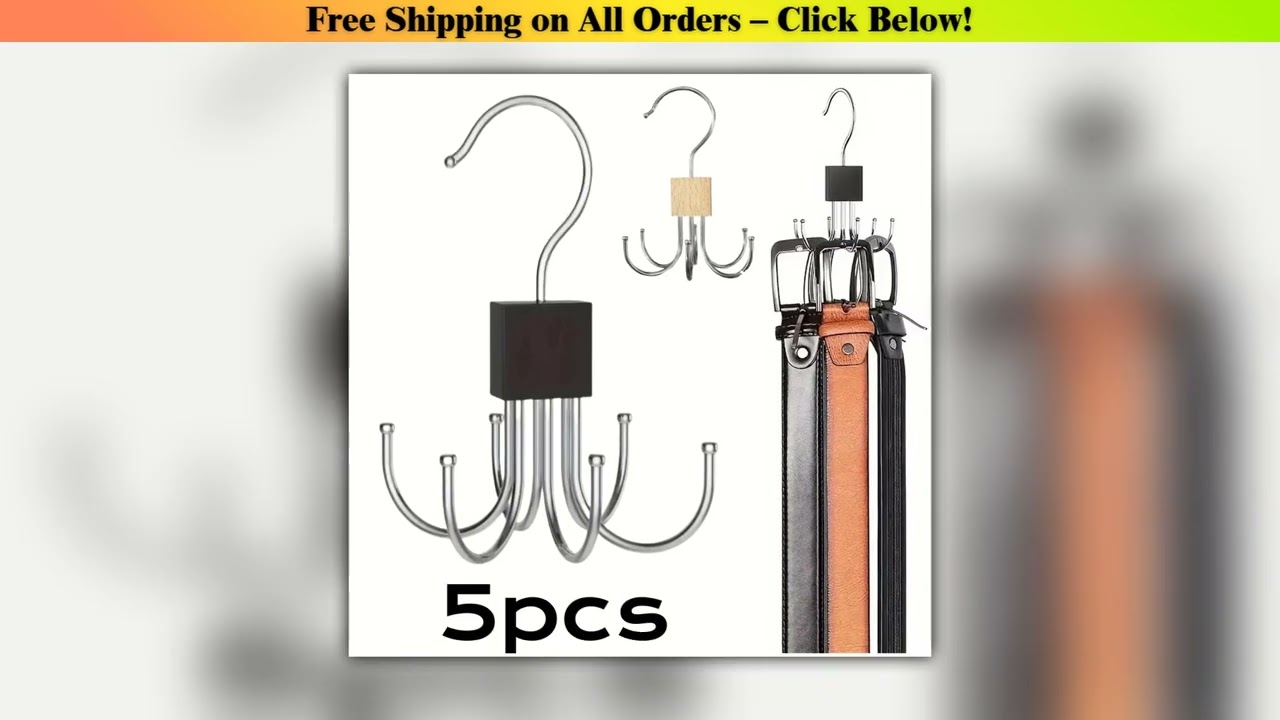 1/5pcs 360 Rotating Storage Hanger Hook Multi-Claw Bag Metal Belts Rack Wooden Organizer For Bras