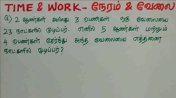 Time and Work - Aptitude in Tamil - Tnpsc, TNUSRB, Rrb, TET, SSC, Banking நேரம் மற்றும் வேலை