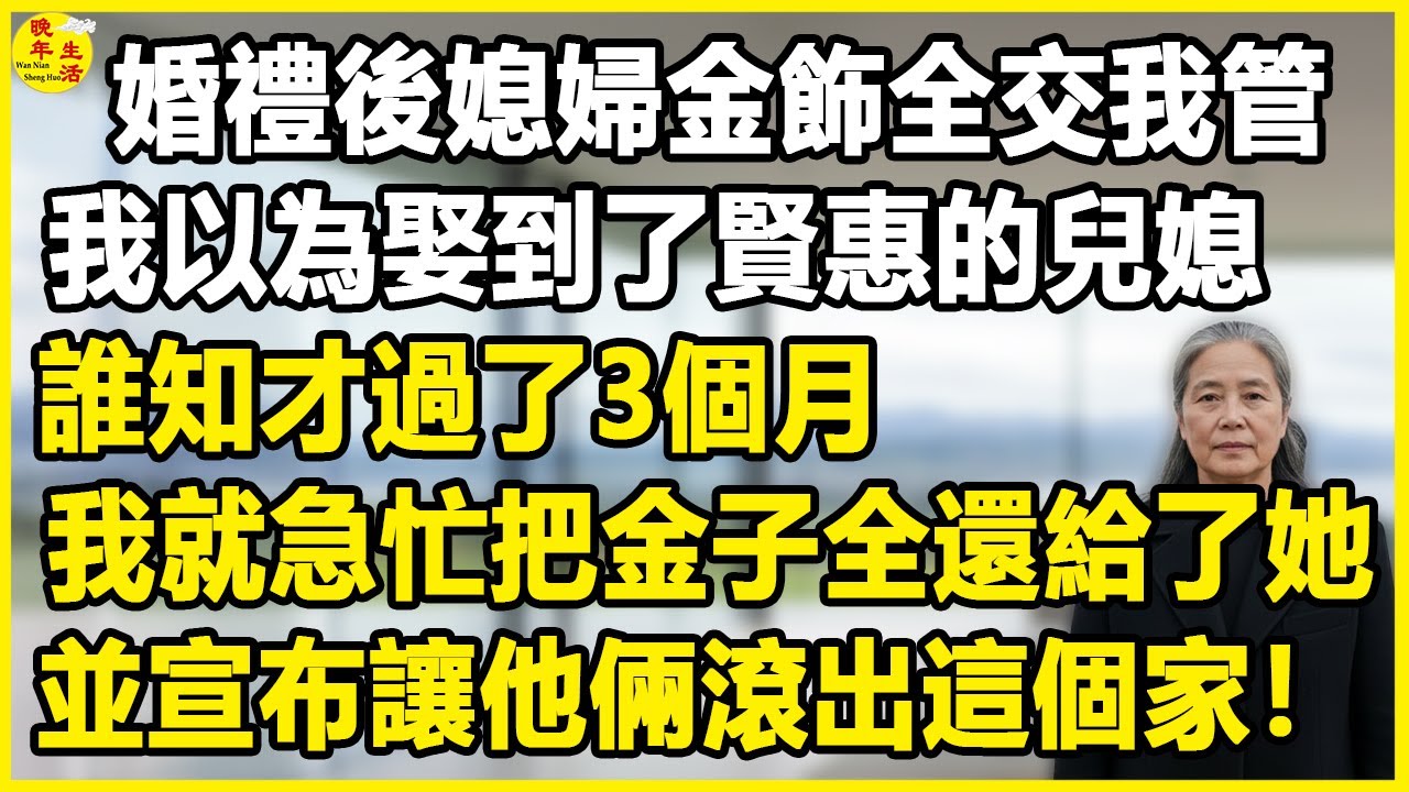 我63歲，婚禮後媳婦金飾全交我管，我以為娶到了賢惠的兒媳，誰知才過了3個月，我就急忙把金子全還給了她....#中老年生活 #為人處世 #生活經驗 #情感故事 #幸福人生 #上了年紀該明白的事