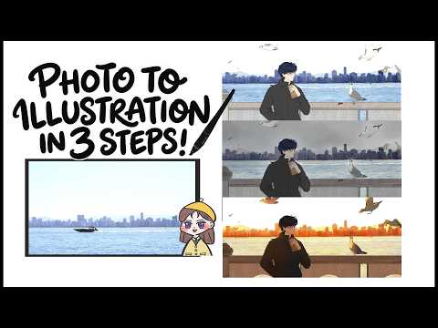 Photo to Illustration in 3 Steps!  | CLIP STUDIO PAINT Photobashing Tutorial