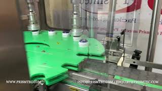 Auto Double Head Screw Capping Machine for White Adhesive HDPE Bottles @ 96 BPM for 250 Grams