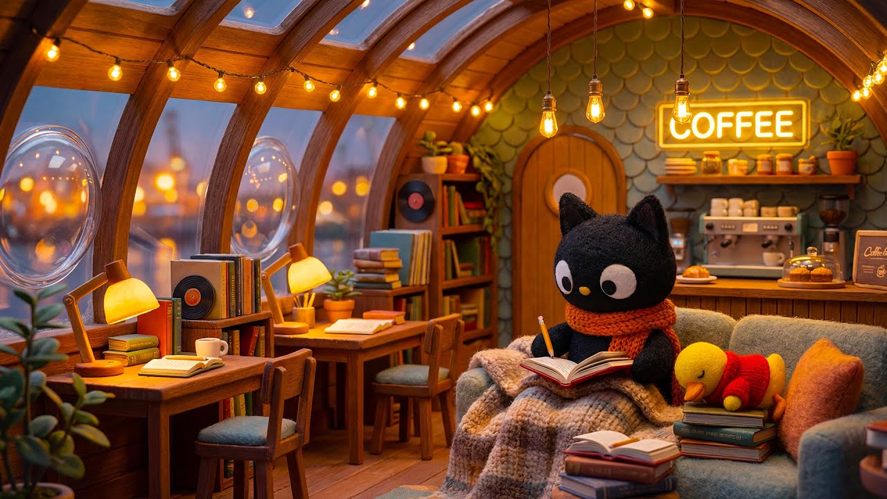 Учеба допоздна в уютной кофейне ☕📚 | Учись, расслабляйся и фокусируйся для глубокой работы