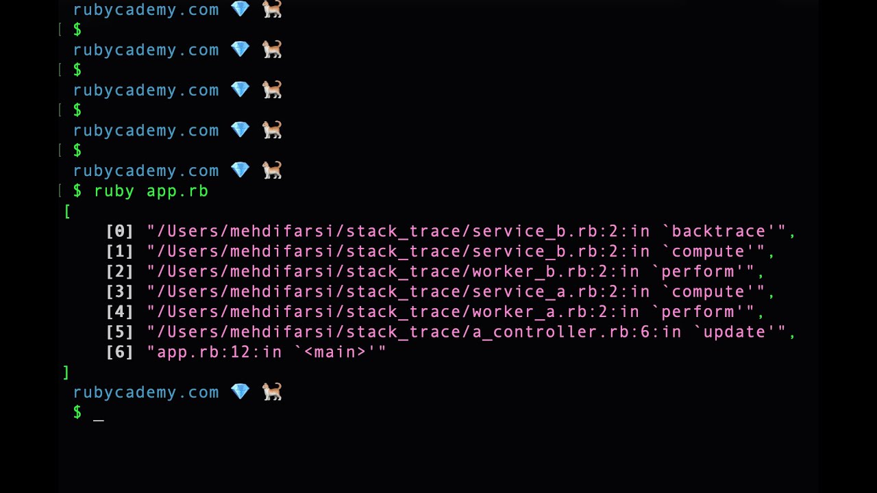 Ruby&Rails Tricks #005: 3 ways to display the current stack trace - YouTube