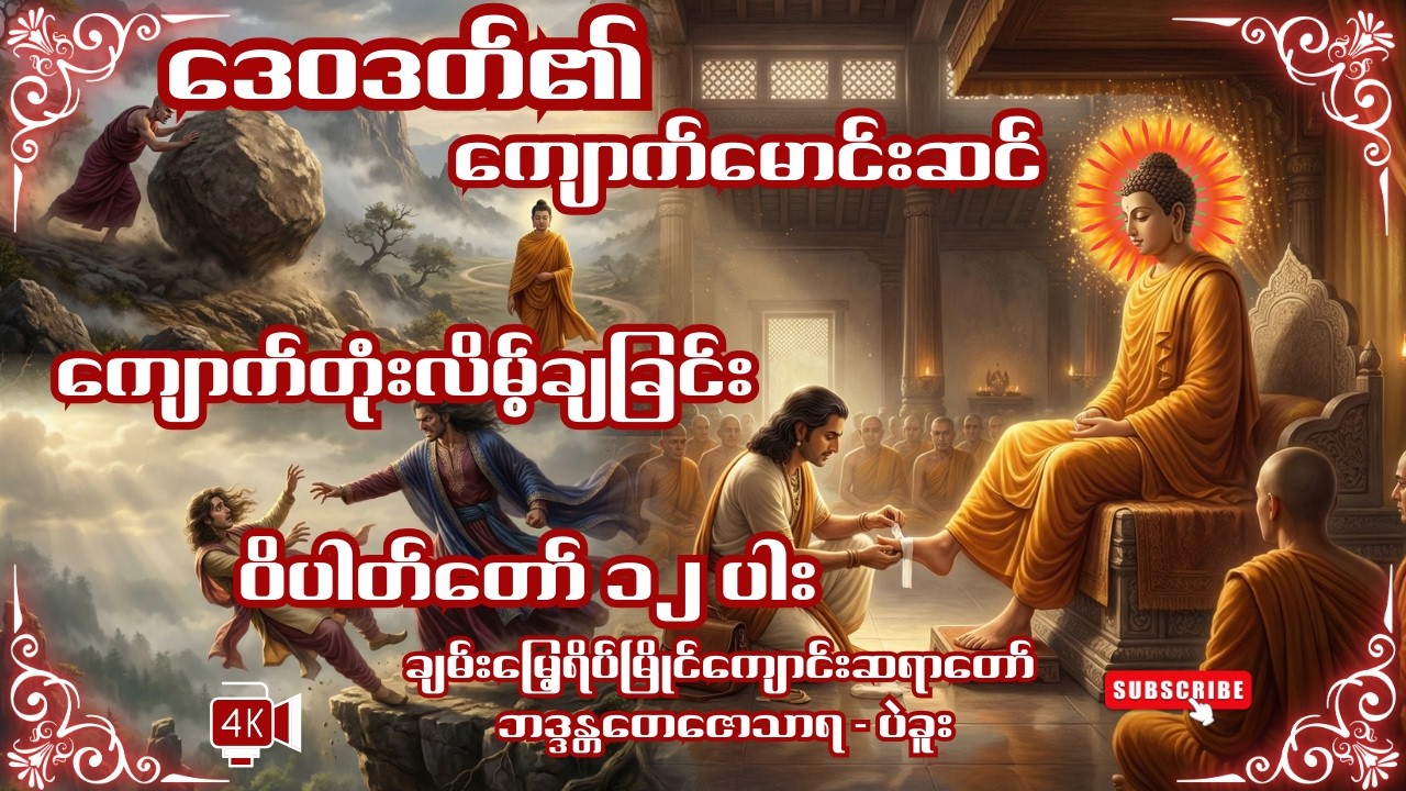 ဒေဝဒတ်၏ကျောက်မောင်းဆင်ကျောက်တုံးလိမ့်ချခြင်း-ချမ်းမြေ့ရိပ်မြိုင်ကျောင်းဆရာတော်-ဘဒ္ဒန္တတေဇောသာရ-ပဲခူး