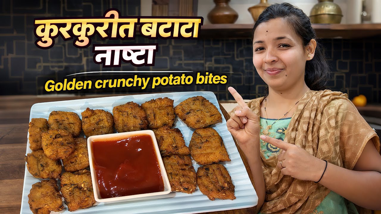 ५ मिनिटांत क्रंची पोटॅटो बाइट्स | 🔥Golden Crunchy Potato Bites Recipe♨️