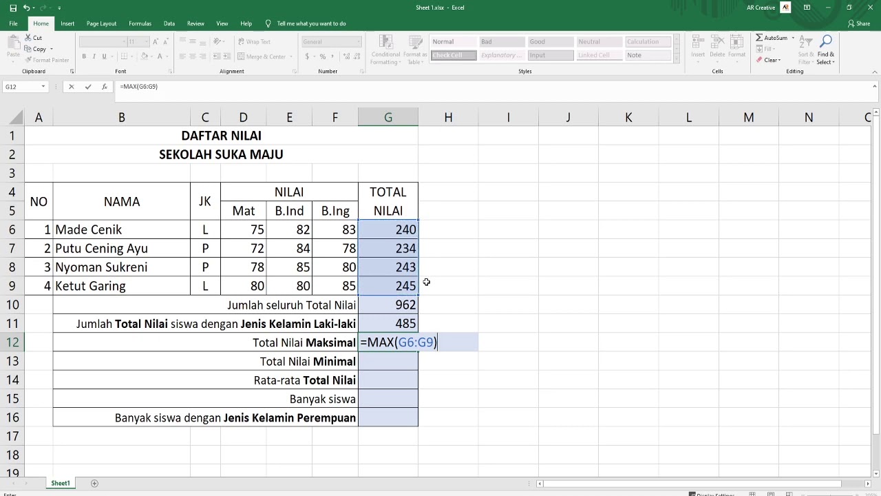 Aplikasi Pengolahan Angka - Latihan 1