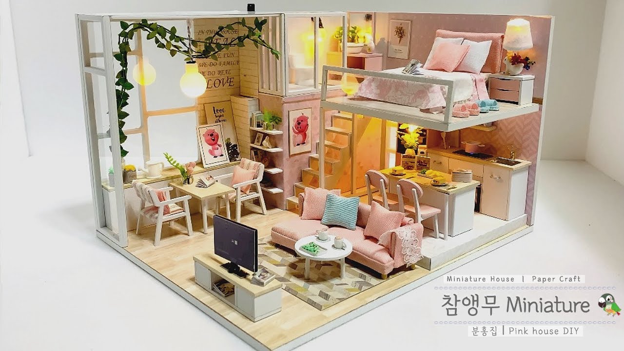 DIYㅣMiniature houseㅣDollhouse kitㅣPink houseㅣミニチュア·ハウス