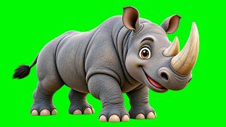 🦏 Rhino Green Screen Video | Rhinoceros 4K HD | Green Screen Animal