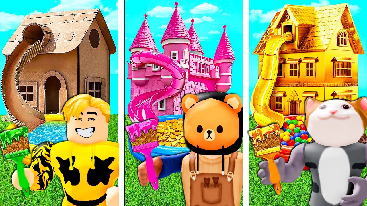 فيلم روبلوكس : تحدى تلوين البيت الغنى مقابل الفقير مقابل الملياردير 💵💲🤑 ( جنان مع الشباب 🔥 )