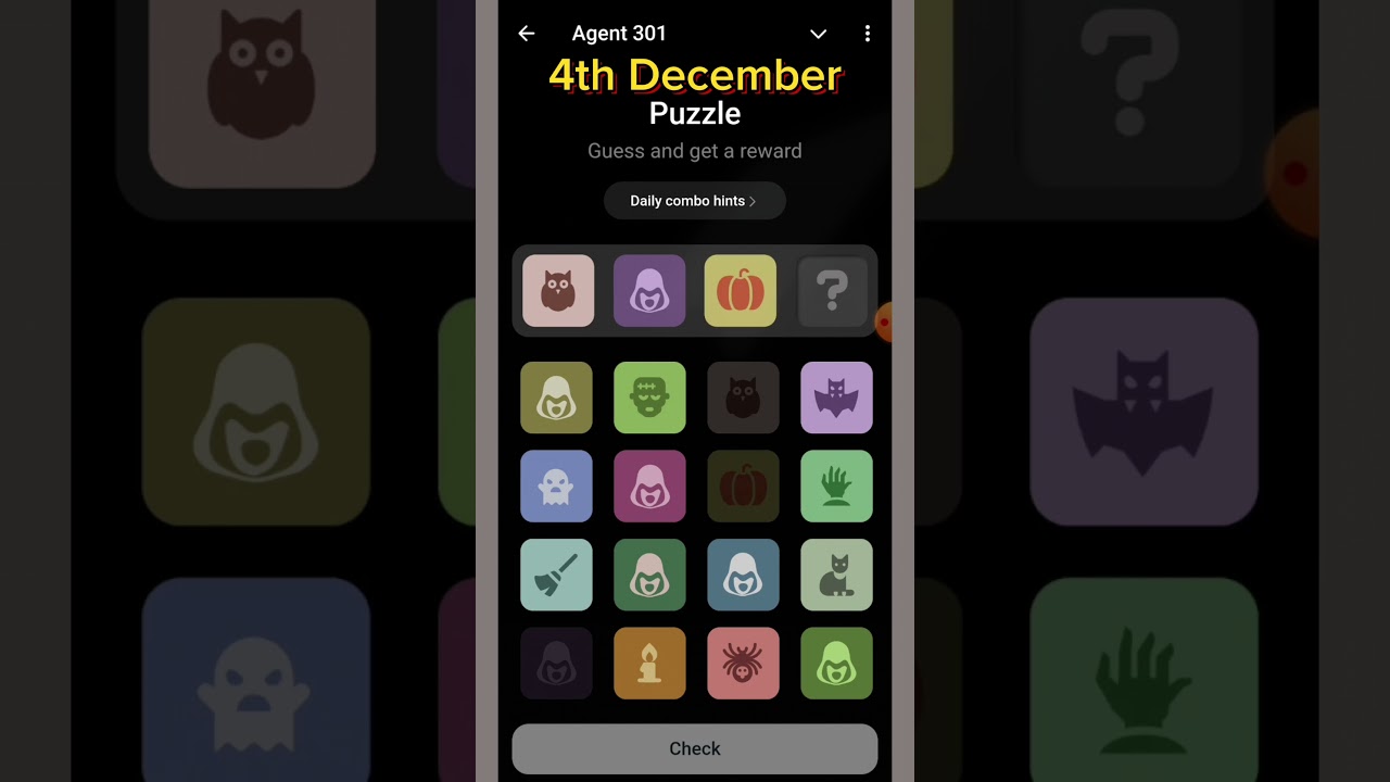 Agent 301 puzzle Daily Combo | 4 December | Agent 301 daily Puzzle combo |