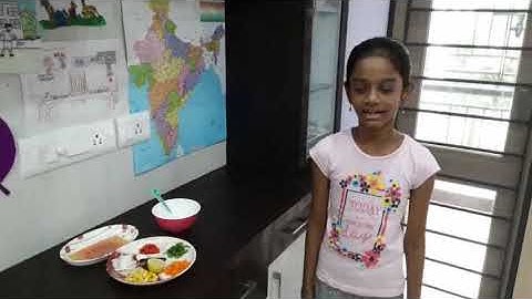 My kid School project is making veg salad