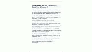 California Permit Test 2023 Correct Questions Answers46