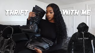 come thrift with me | thrifting my pinterest board *all black 2000s finds*