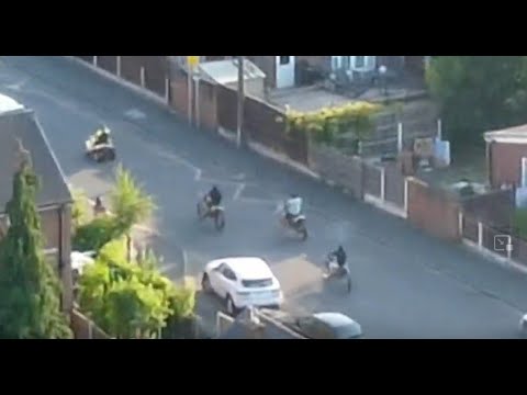Drone captures dangerous off road bikers - Partington - YouTube