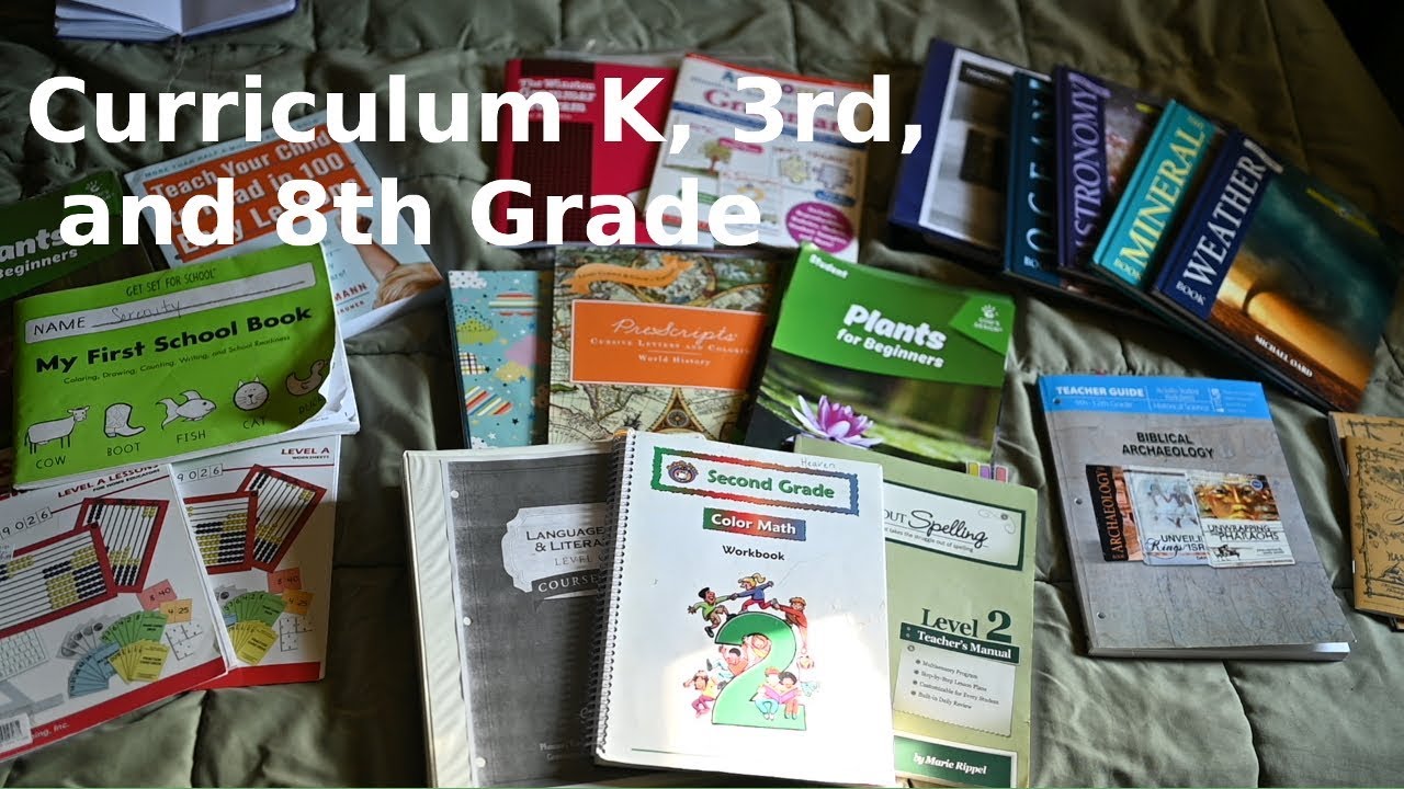 Homeschool Curriculum 20192020 Kindergarten, 3rd grade, and 8th grade
