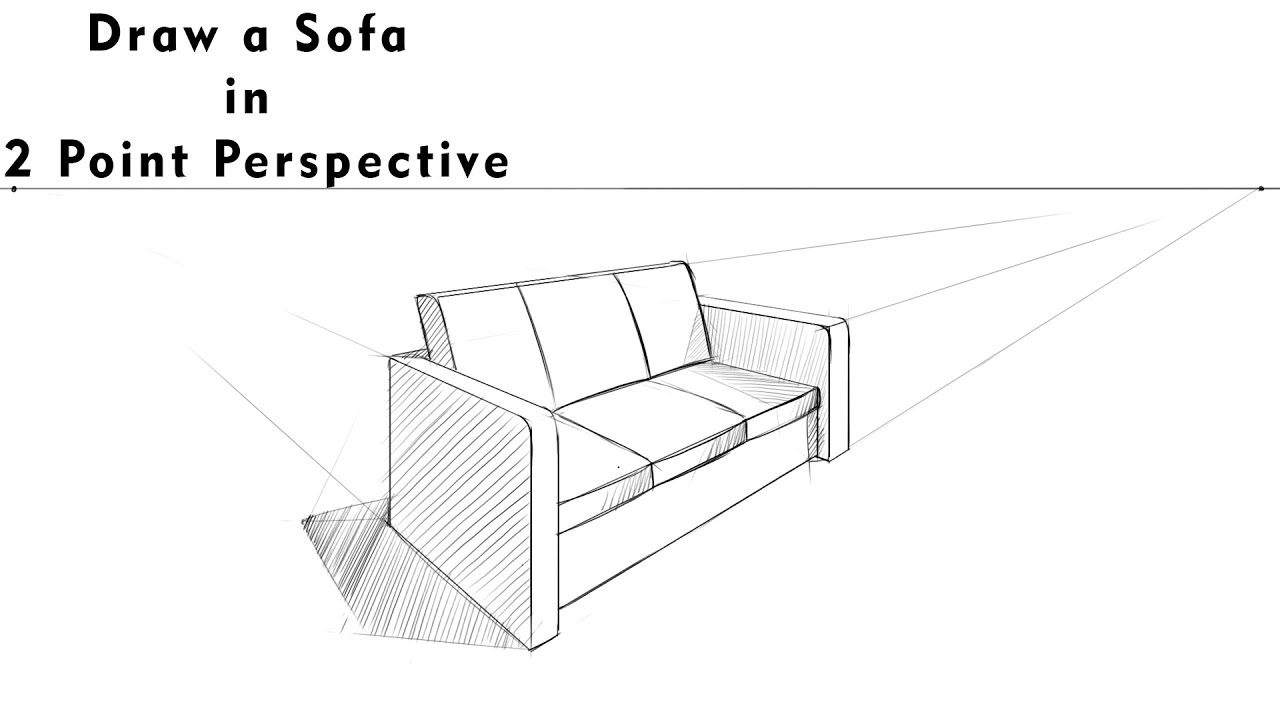 How To Draw A Sofa In 2 Point Perspective Youtube