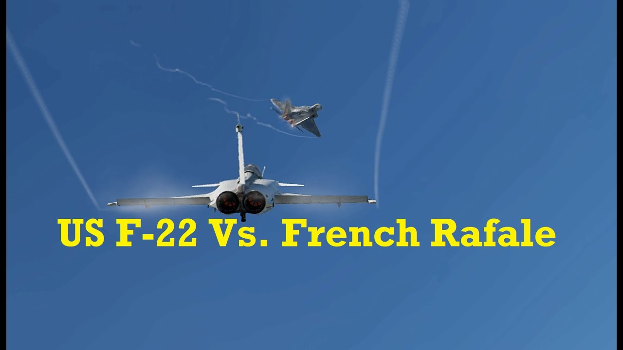 Dassault Rafale Vs F22 Raptor Intense Dog Fight. Military Excercise ...