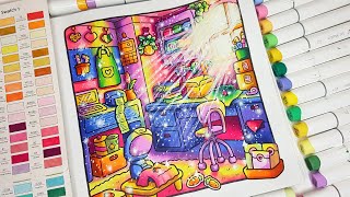 Color With Me (ASMR)| Cozy Corner Coco Wyo Coloring Book |  | Using Ohuhu Markers