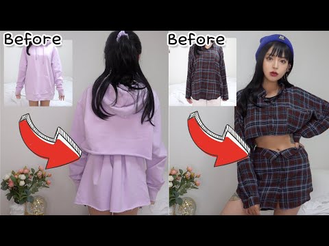 🤩 안보면 손해인 초간단 리폼법 (<strong>SUB</strong>) <strong>EASY</strong> DIY 💖 NO-SEW TOP HACKS | HOODIE &amp;amp; SHIRT