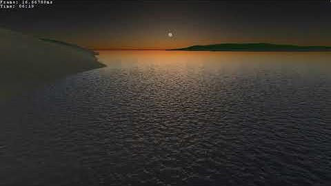 Sunrise over water rendering
