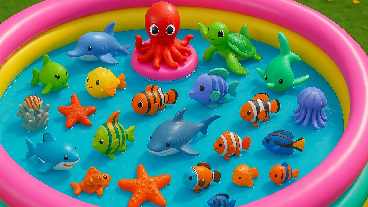 Learn Sea Animal Names and Facts with Fun Toys | Water Animal Videos for Preschool