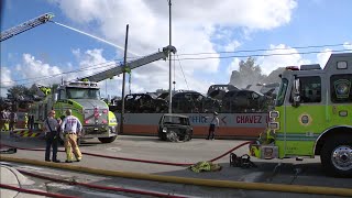 Fire breaks out inside northwest Miami-Dade junkyard