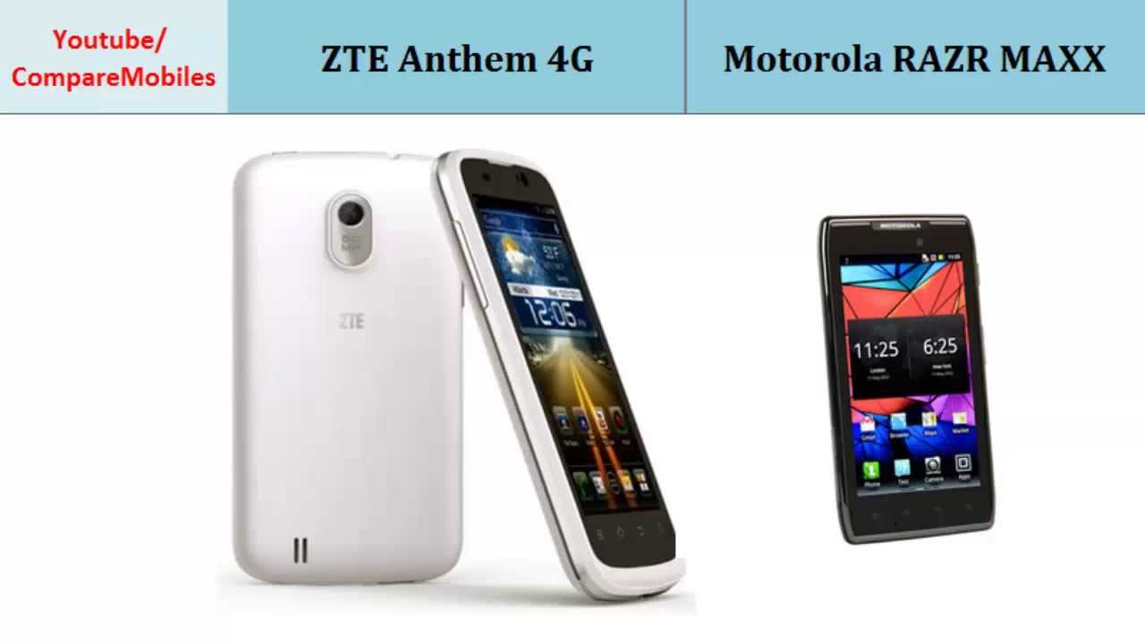 ZTE Anthem 4G versus Motorola RAZR MAXX, comparison