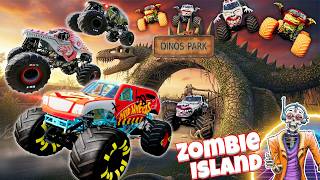 Monster Trucks Discover Abandoned Dino Theme Park | Grave Digger - BeamNG Drive