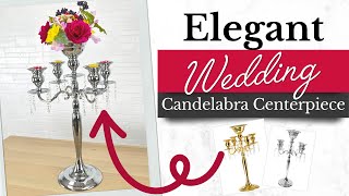 Elegant Wedding Candelabra Centerpiece With Hanging Crystals
