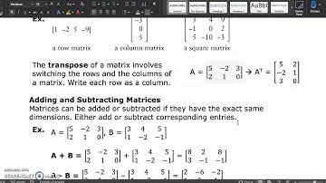 MDM4U - 1.6 - Modelling with Matrices - VIDEO
