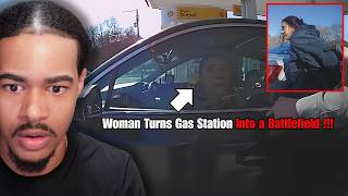 Woman Turns Gas Station Into a Battlefield