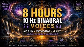 8 HOURS 10 Hz BINAURAL VOICES 🎧 432 Hz • Evolving 4-Part Vocal Chords & Glissando