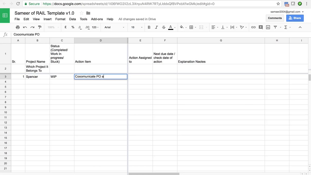 Action Item Excel Template