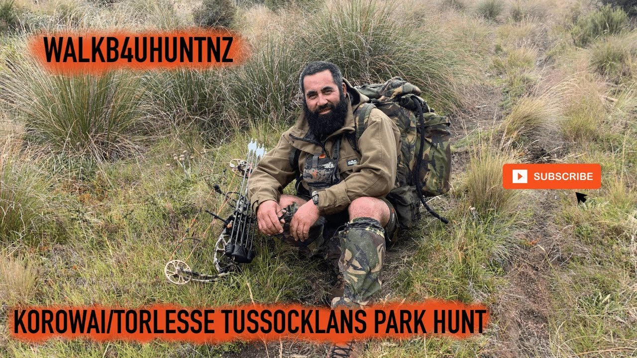 Korowai/Torlesse Tussocklands Park Hunt with Nui and his Bear Paradox Compound Bow - WalkB4UHuntNZ
