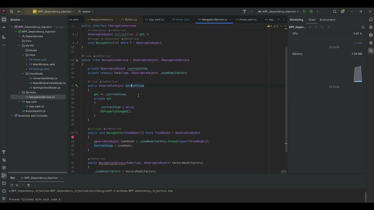 Wpf mvvm dependency injection application for views navigation youtube