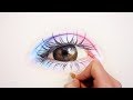 Drawing a realistic colorful eye with colored pencils on toned paper | Emmy Kalia